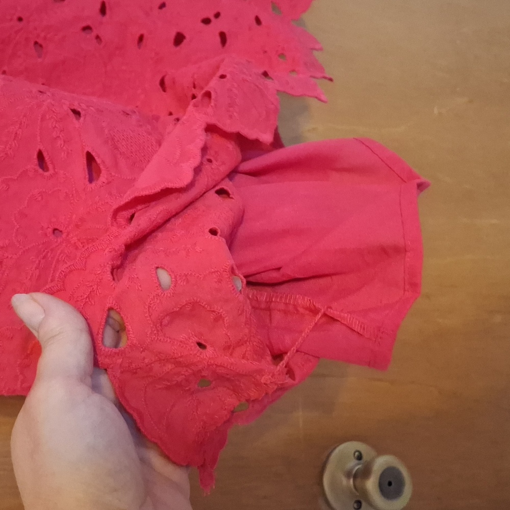 Vibrant Pink Mini Eyelet Dress - Picture 7 of 9